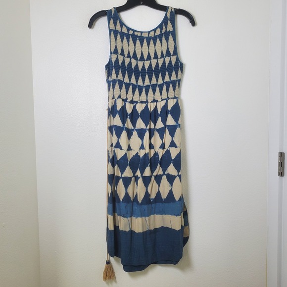 Maeve Anthropologie Women's Blue Sleeveless Batik Style Ikat Print Dress Size 2 - Picture 4 of 15